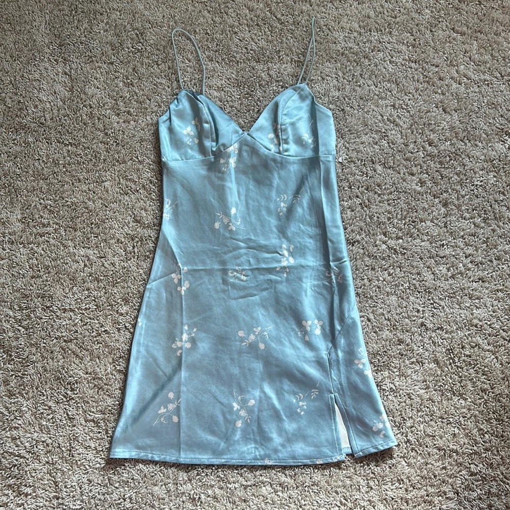 Princess Polly floral light blue mini dress